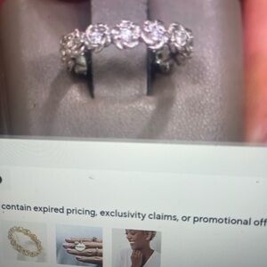 Diamonique Rose Eternity Band Ring, Sterling Silver, size 7- 7.5